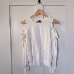 1. STATE XS blouse top shirt cold shoulder crew neck long sleeve white beach